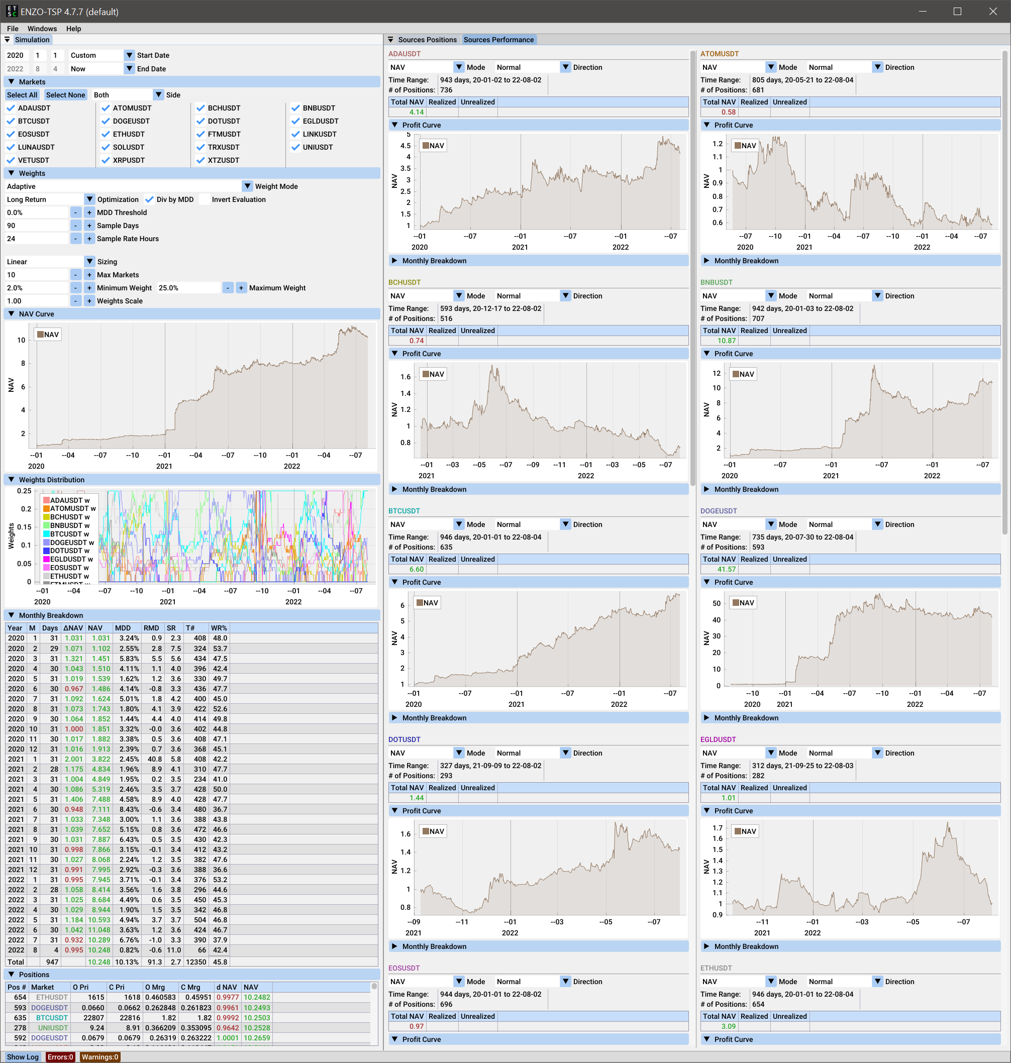 ENZO-TS portfolio simulation and allocation interface
